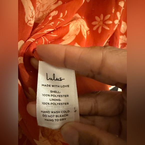 LULU’s Rust Orange Floral Print Long Sleeve Mini Dress SIZE: SMALL - Picture 12 of 14